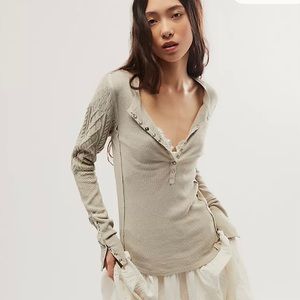 *Free People* We The Free Twisted Cable Cuff Henley